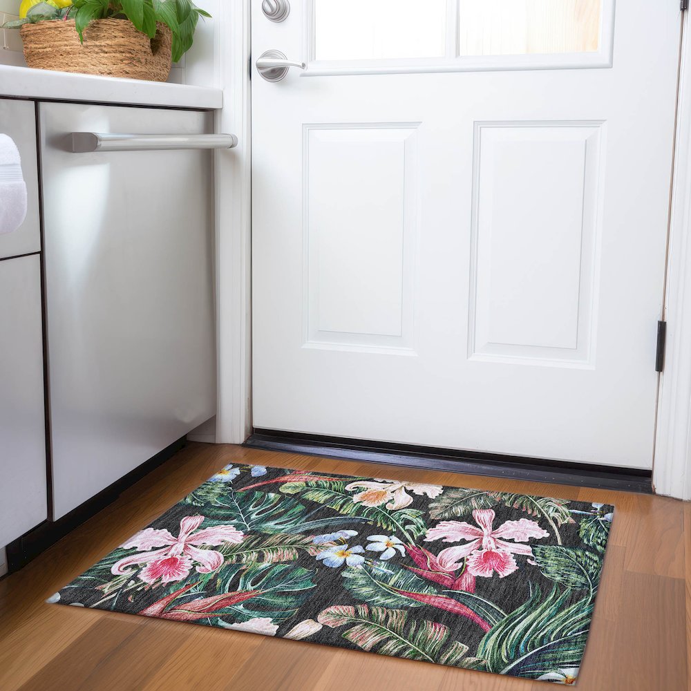 Premium Machine Washable Mayfield  Midnight 1'8" x 2'6" Rug. Picture 5