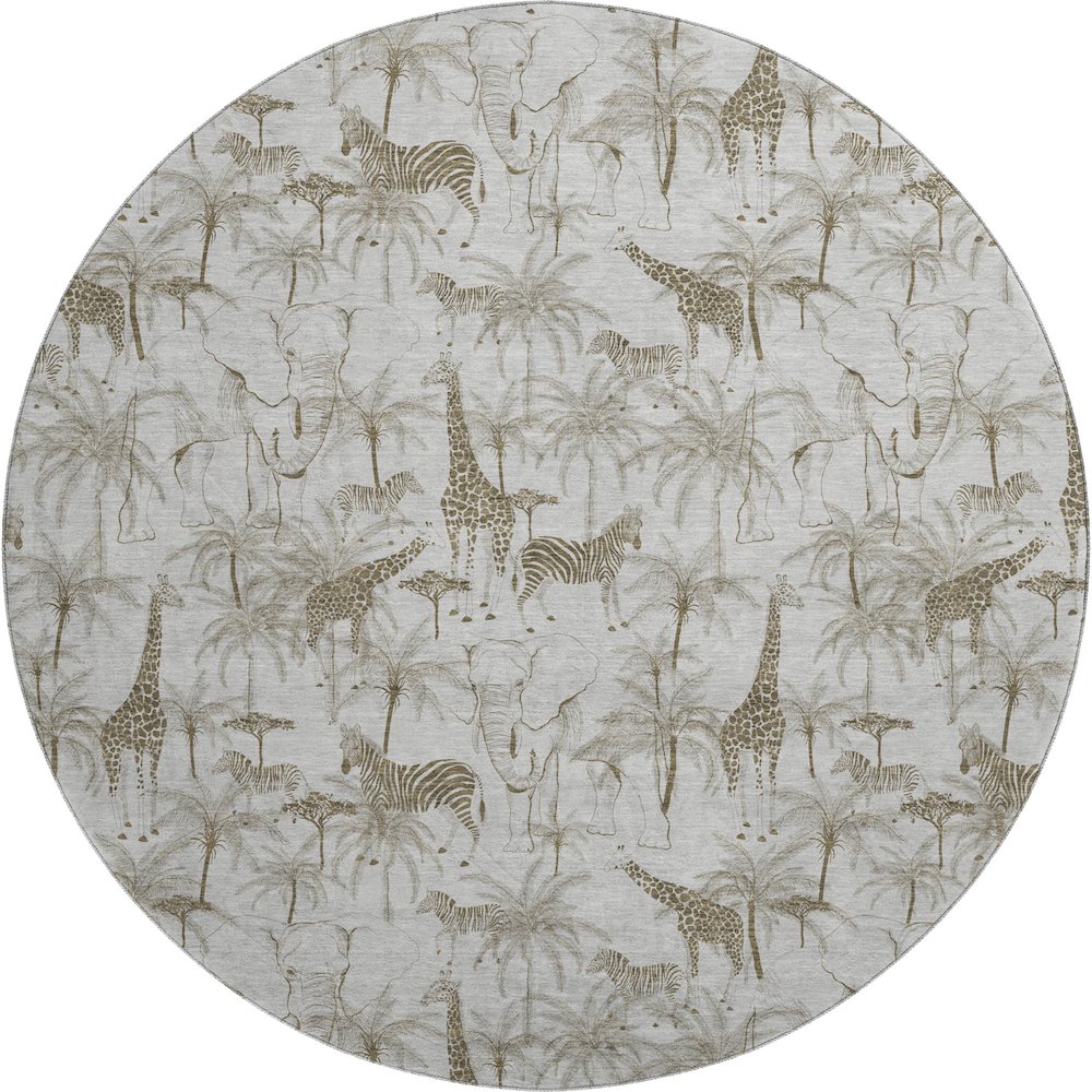 Premium Machine Washable Mayfield  Fog 8' x 8' Round Rug. Picture 1
