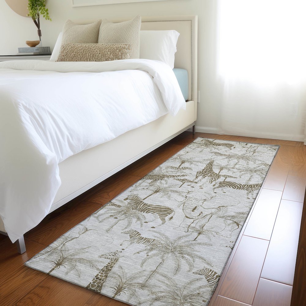 Premium Machine Washable Mayfield  Fog 2'3" x 7'6" Runner Rug. Picture 5