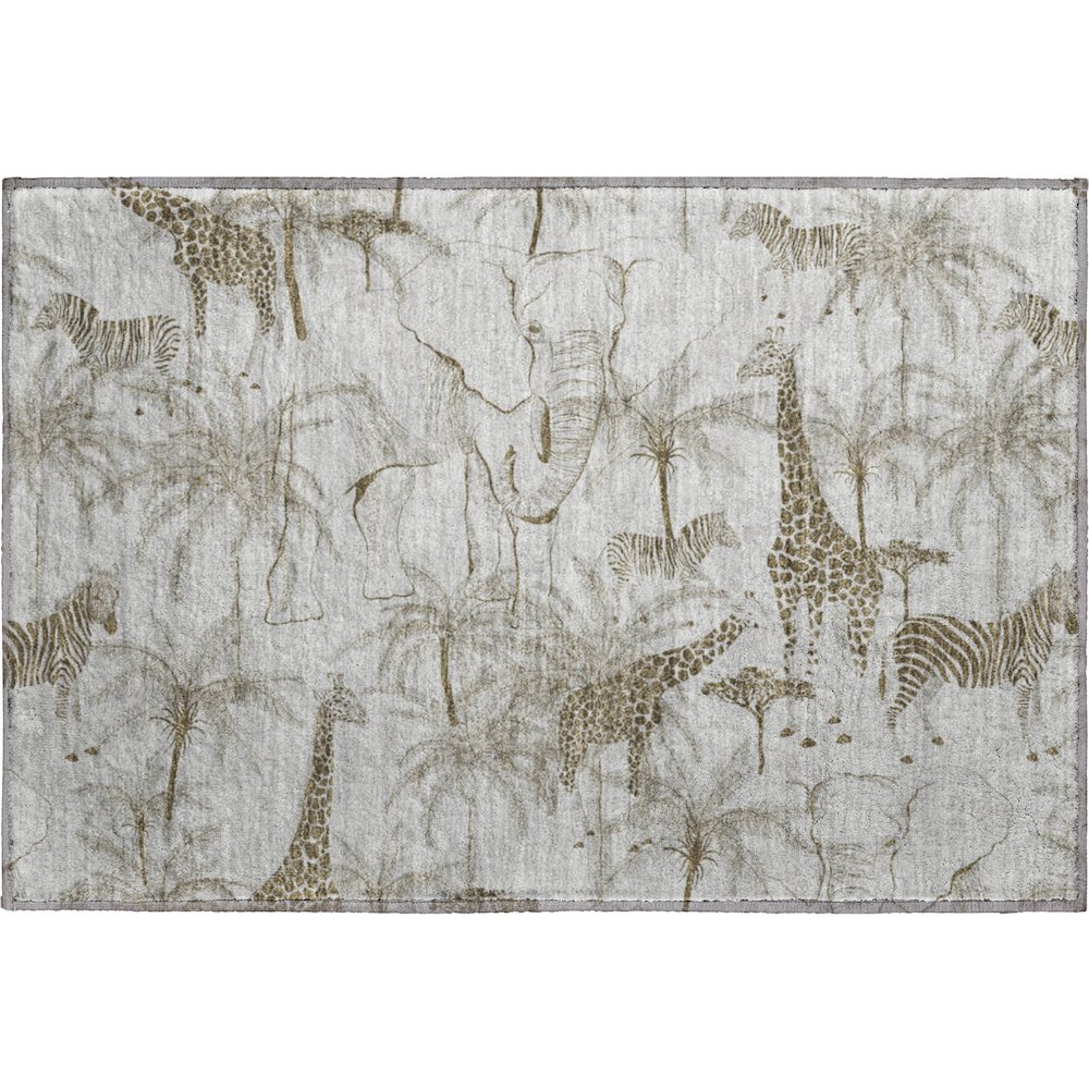 Premium Machine Washable Mayfield  Fog 1'8" x 2'6" Rug. Picture 1