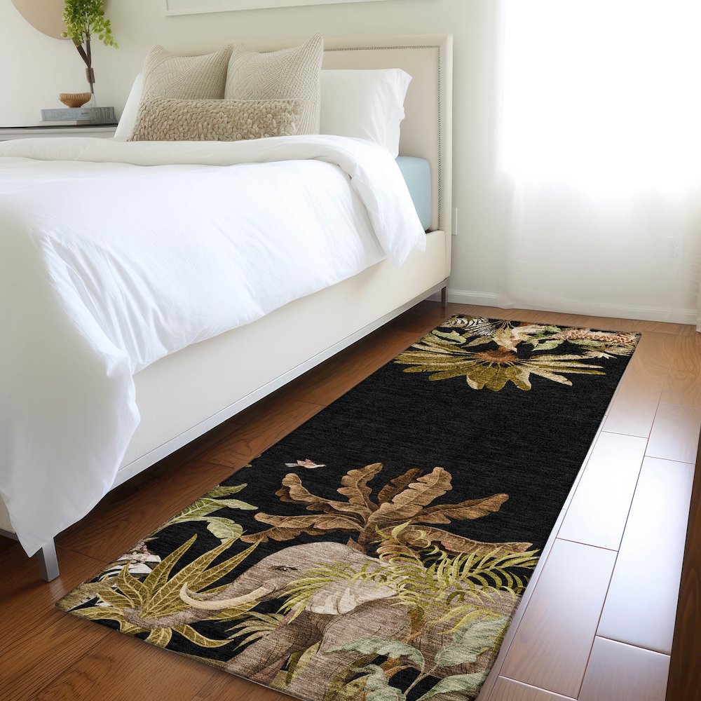 Premium Machine Washable Mayfield  Midnight 2'3" x 7'6" Runner Rug. Picture 5