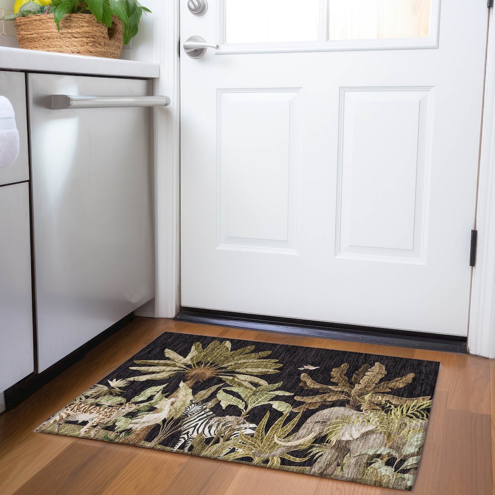 Premium Machine Washable Mayfield  Midnight 1'8" x 2'6" Rug. Picture 5