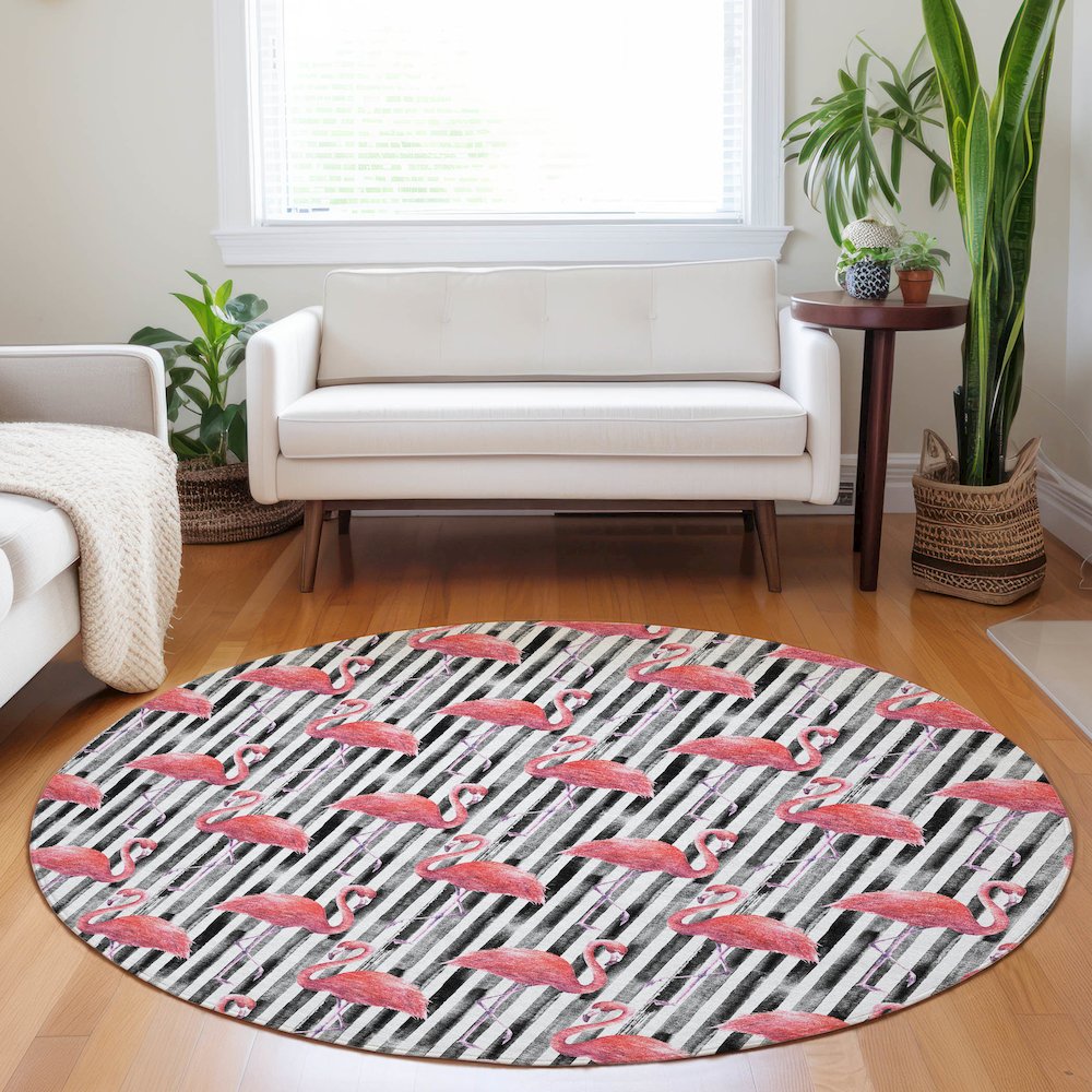 Premium Machine Washable Mayfield  Pink 8' x 8' Round Rug. Picture 5