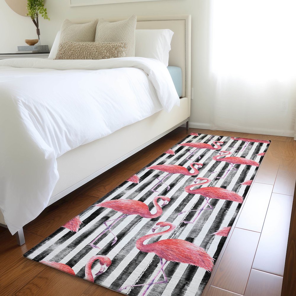 Premium Machine Washable Mayfield  Pink 2'3" x 7'6" Runner Rug. Picture 5