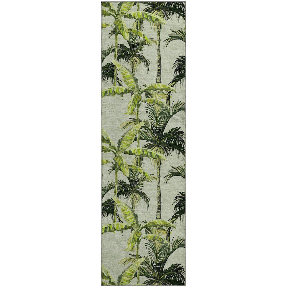 Premium Machine Washable Mayfield  Green 2'3" x 7'6" Runner Rug. Picture 1