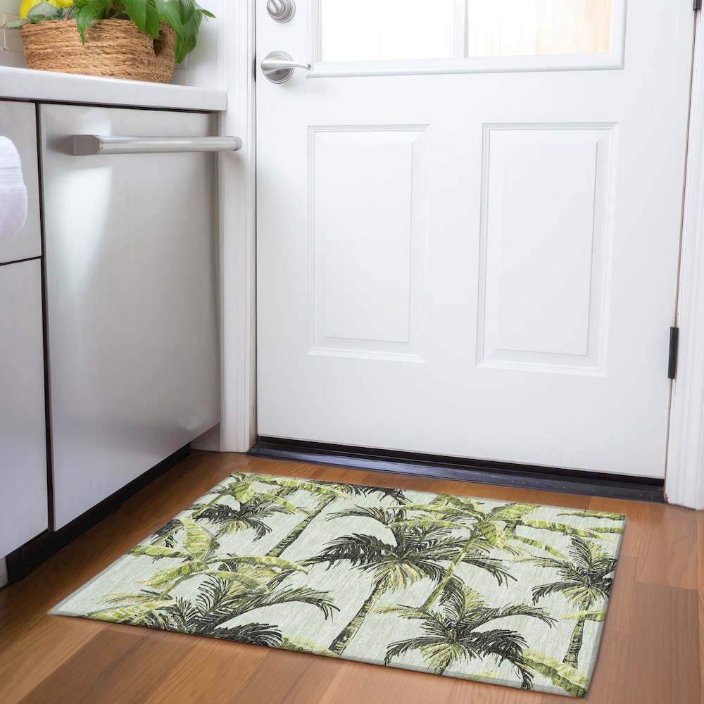 Premium Machine Washable Mayfield  Green 1'8" x 2'6" Rug. Picture 5