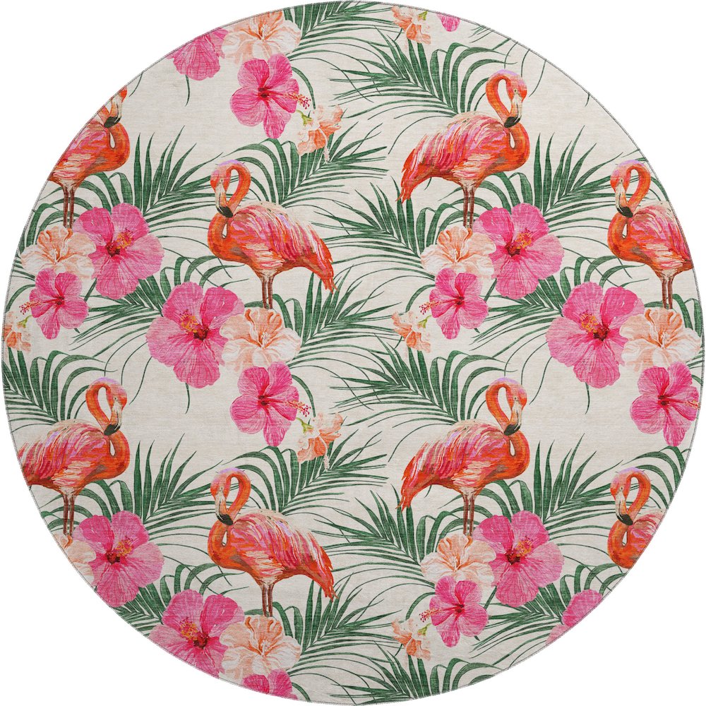 Premium Machine Washable Mayfield  Pink 8' x 8' Round Rug. Picture 1