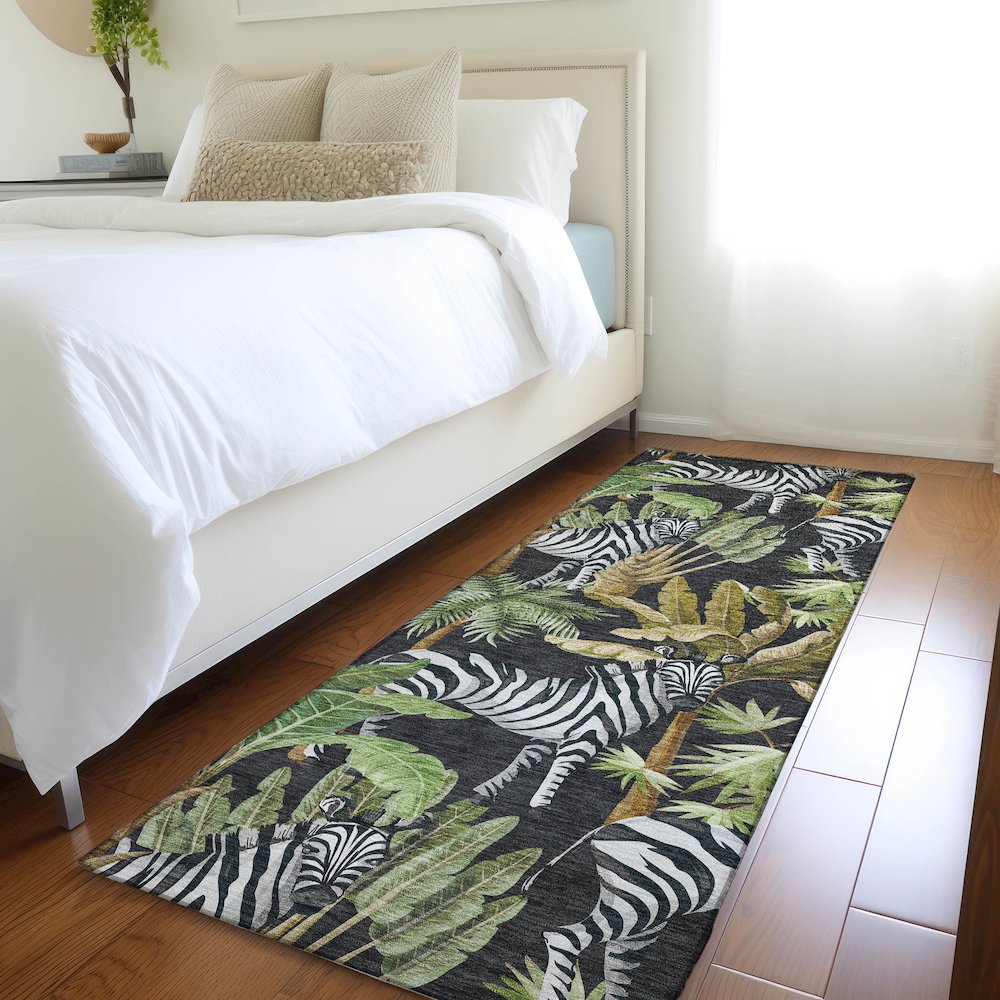 Premium Machine Washable Mayfield  Midnight 2'3" x 7'6" Runner Rug. Picture 5