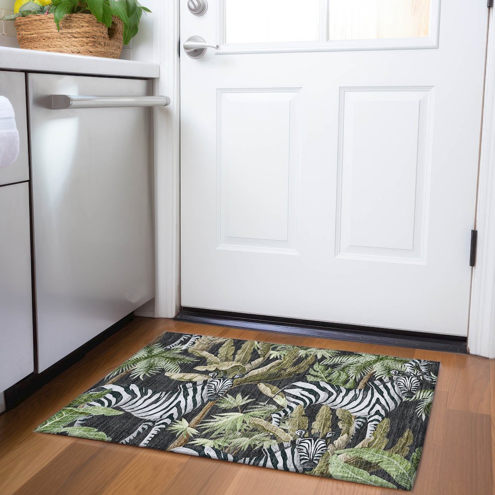 Premium Machine Washable Mayfield  Midnight 1'8" x 2'6" Rug. Picture 5
