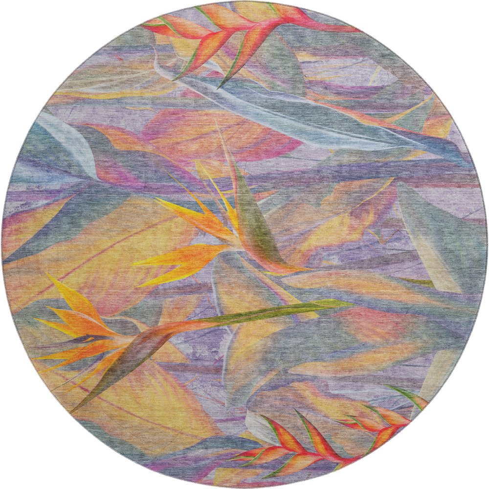 Premium Machine Washable Mayfield  Multi 8' x 8' Round Rug. Picture 1