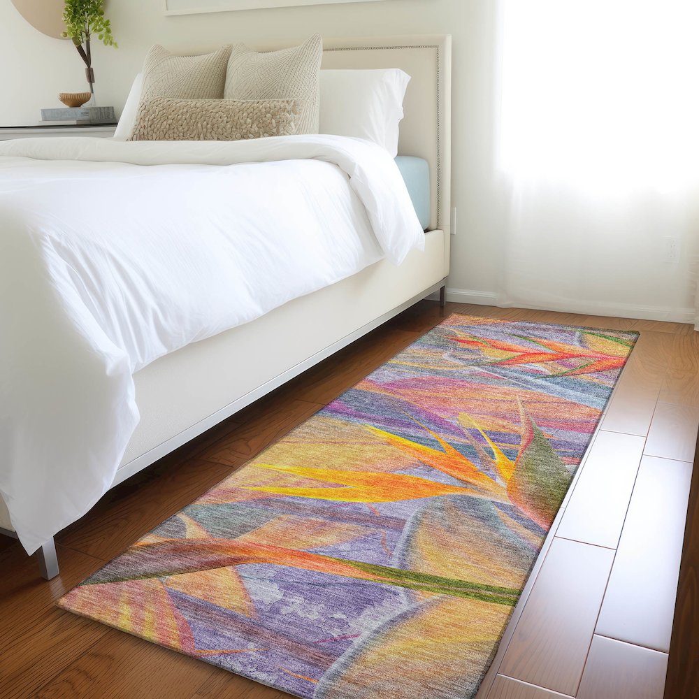 Premium Machine Washable Mayfield  Multi 2'3" x 7'6" Runner Rug. Picture 5