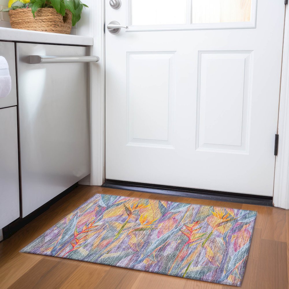 Premium Machine Washable Mayfield  Multi 1'8" x 2'6" Rug. Picture 5