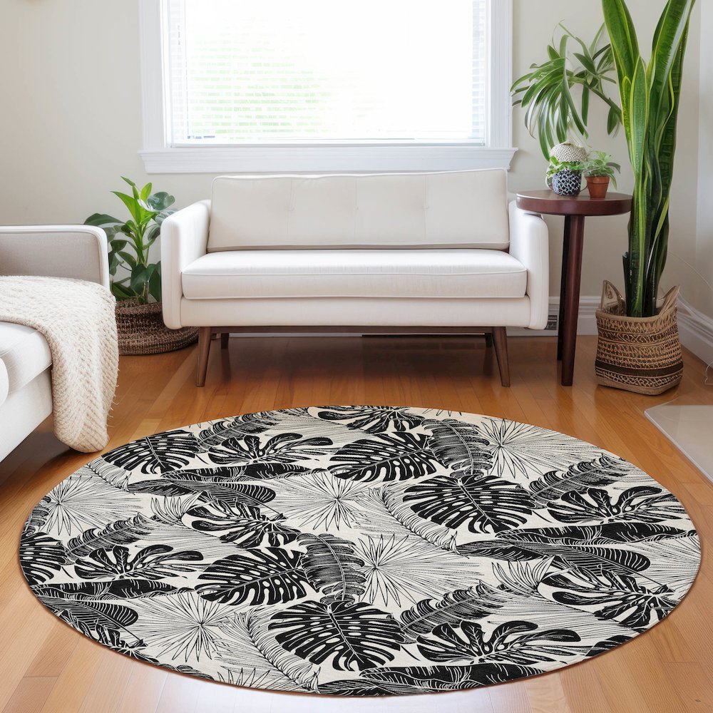 Premium Machine Washable Mayfield  Midnight 8' x 8' Round Rug. Picture 5