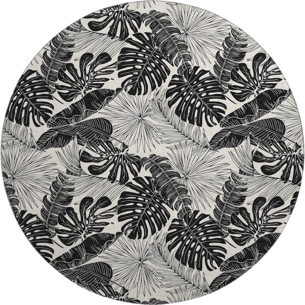 Premium Machine Washable Mayfield  Midnight 8' x 8' Round Rug. Picture 1