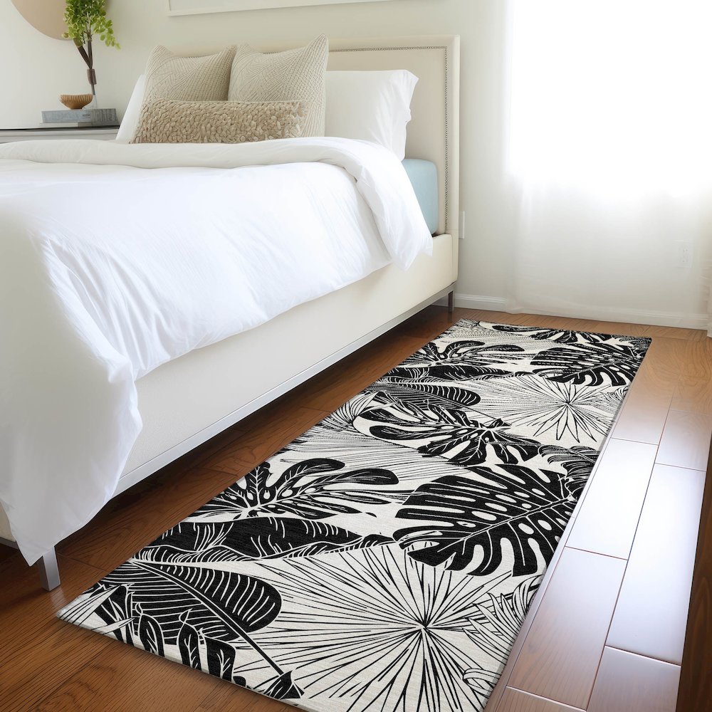 Premium Machine Washable Mayfield  Midnight 2'3" x 7'6" Runner Rug. Picture 5