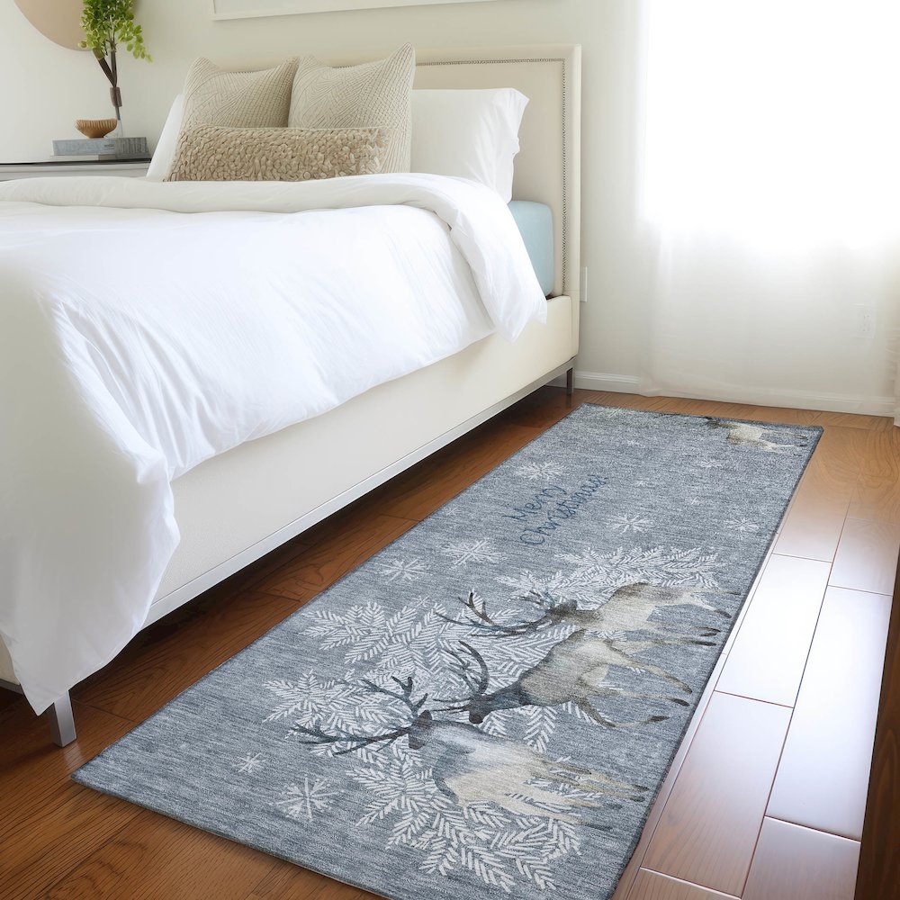 Premium Machine Washable Mayfield  Ash 2'3" x 7'6" Runner Rug. Picture 5
