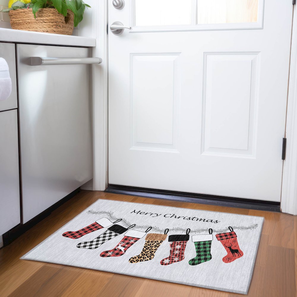 Premium Machine Washable Mayfield  Gray 1'8" x 2'6" Rug. Picture 5
