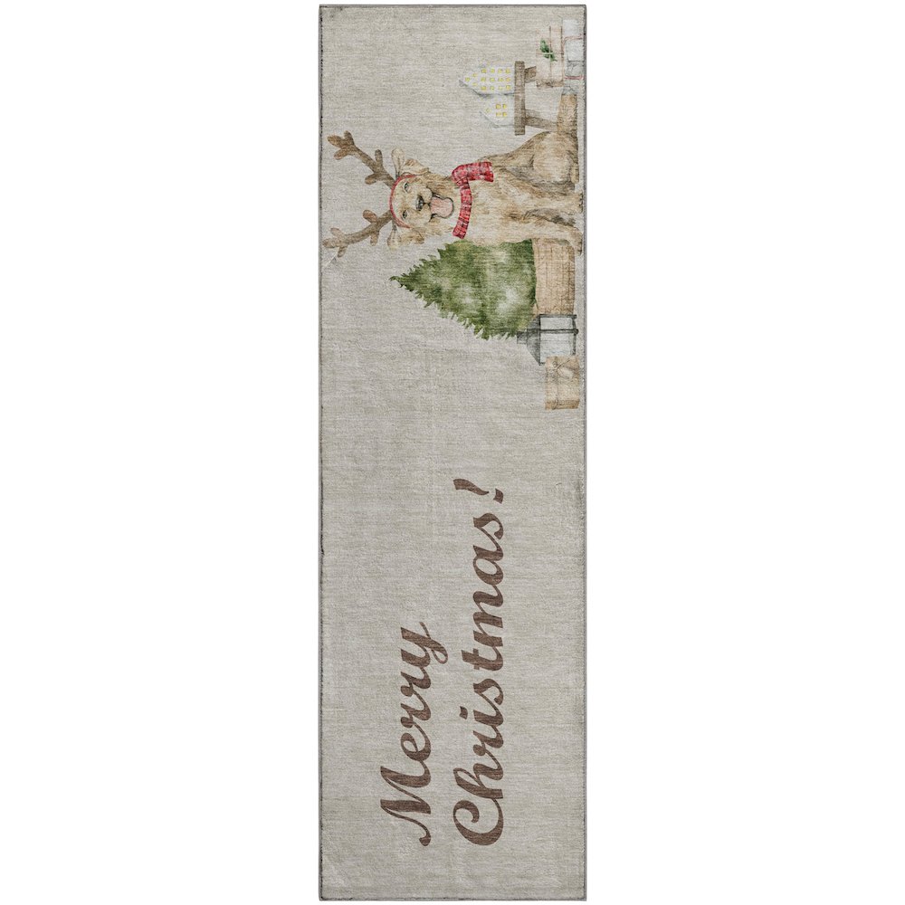 Premium Machine Washable Mayfield  Taupe 2'3" x 7'6" Runner Rug. Picture 1