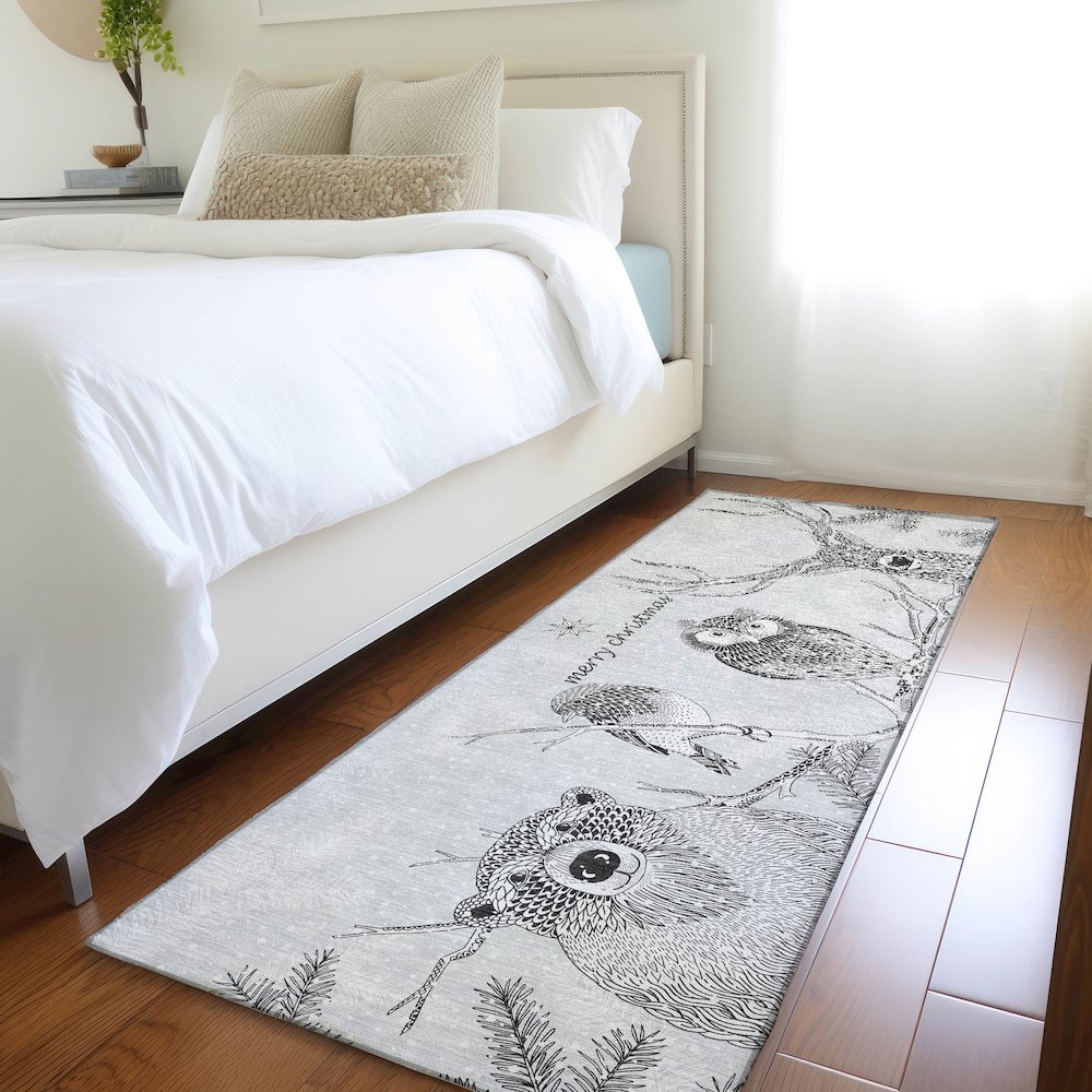 Premium Machine Washable Mayfield  Gray 2'3" x 7'6" Runner Rug. Picture 5