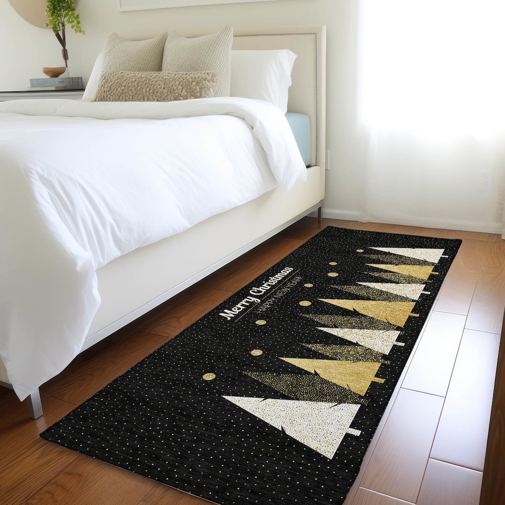 Premium Machine Washable Mayfield  Midnight 2'3" x 7'6" Runner Rug. Picture 5