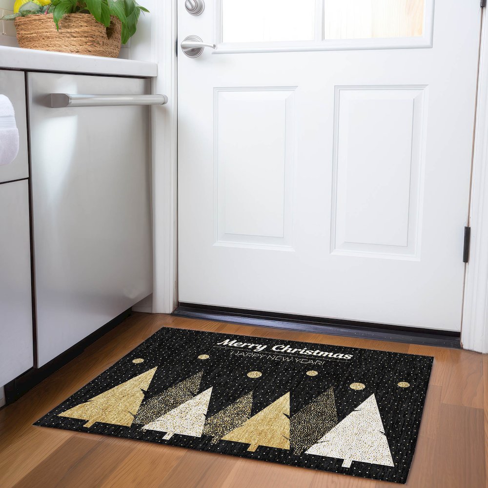 Premium Machine Washable Mayfield  Midnight 1'8" x 2'6" Rug. Picture 5