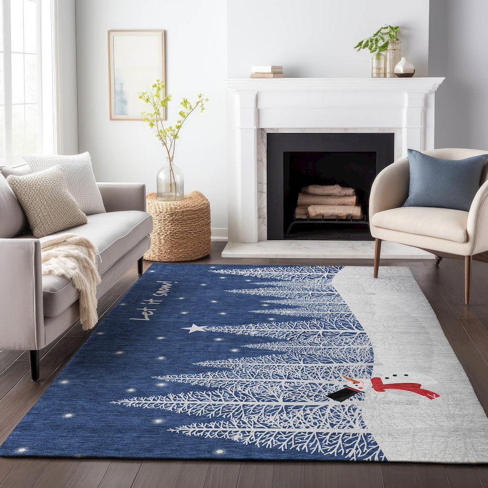 Premium Machine Washable Mayfield  Blue 2'6" x 3'10" Rug. Picture 6