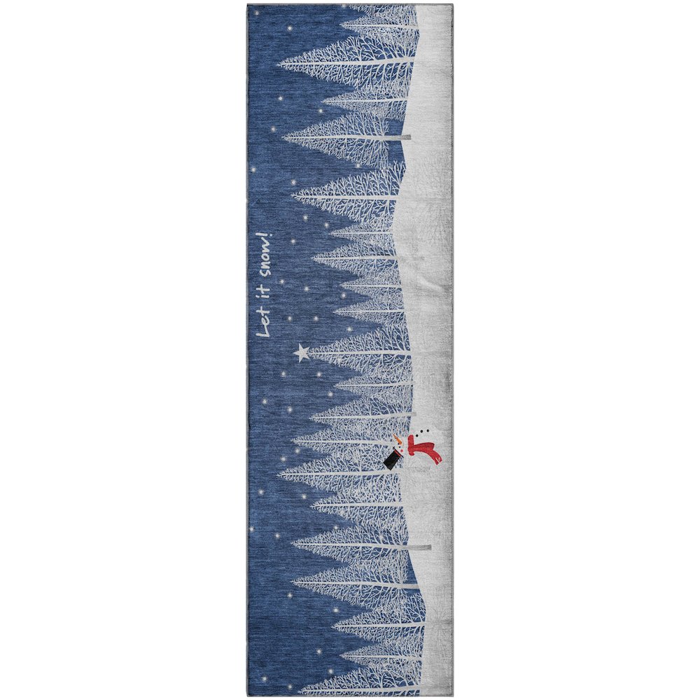 Premium Machine Washable Mayfield  Blue 2'3" x 7'6" Runner Rug. Picture 1