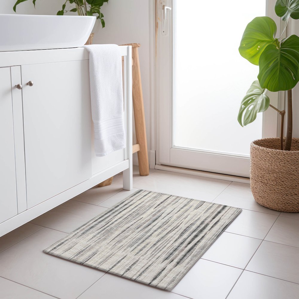 Premium Machine Washable Mayfield  Beige 1'8" x 2'6" Rug. Picture 5