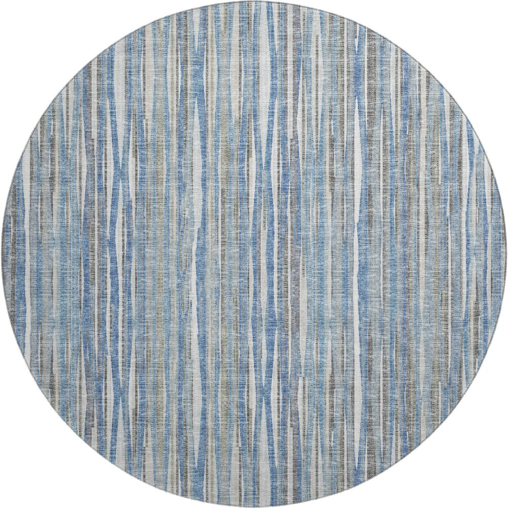 Premium Machine Washable Mayfield  Blue 8' x 8' Round Rug. Picture 1
