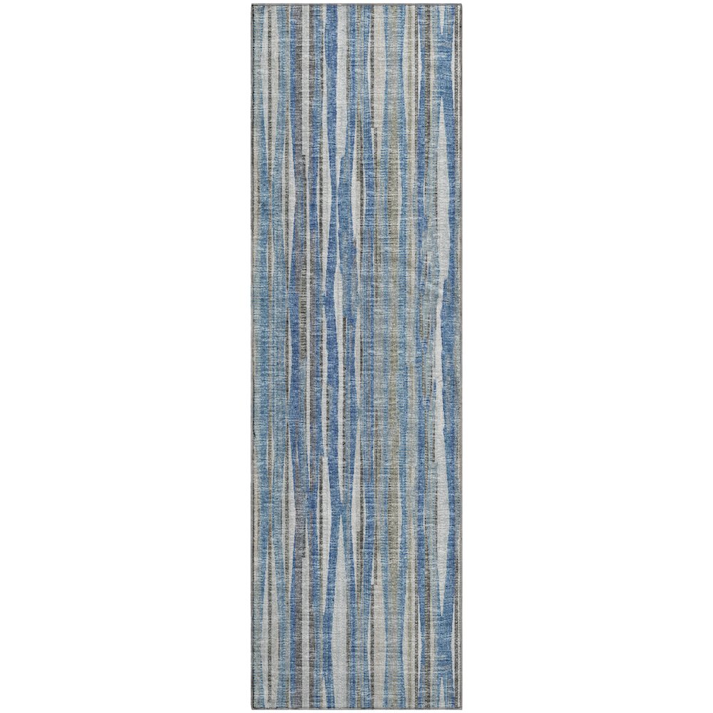 Premium Machine Washable Mayfield  Blue 2'3" x 7'6" Runner Rug. Picture 1