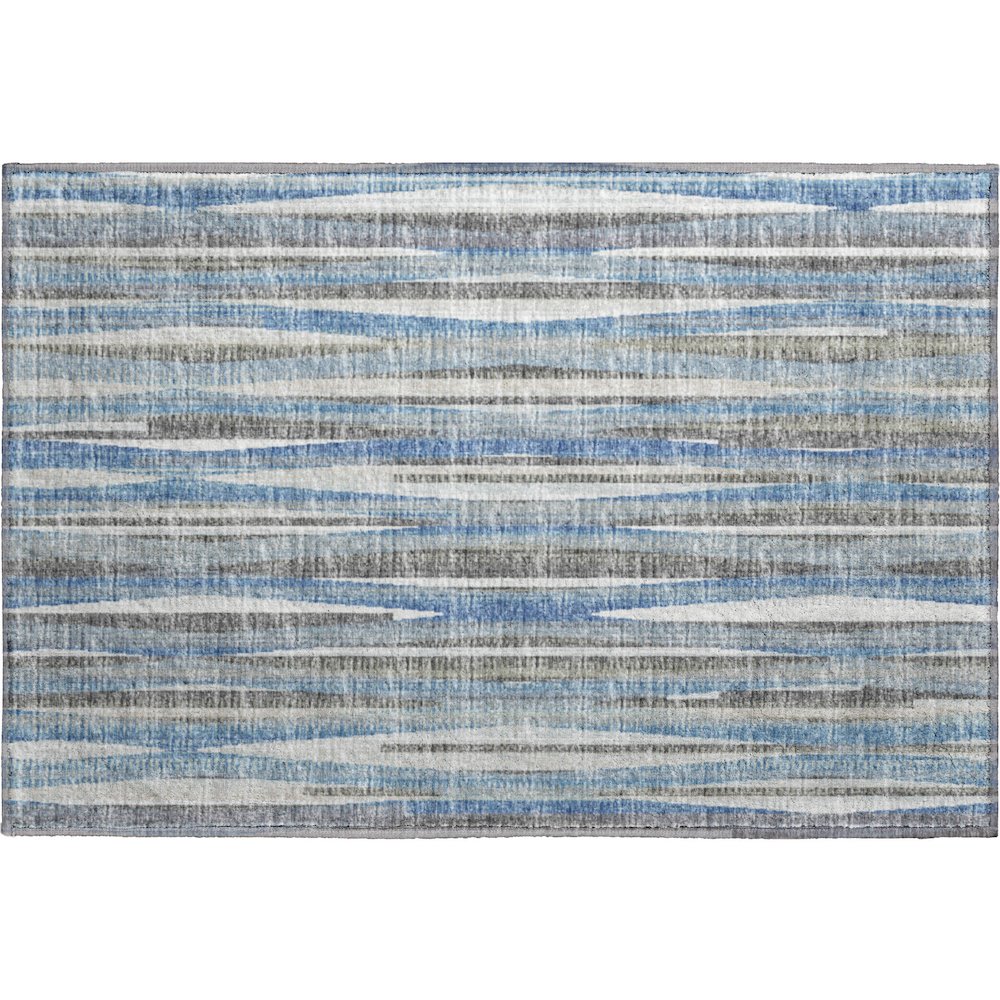 Premium Machine Washable Mayfield  Blue 1'8" x 2'6" Rug. Picture 1
