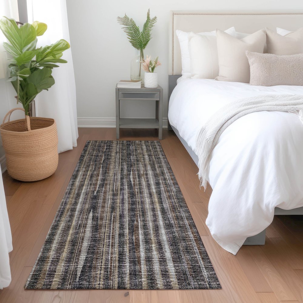 Premium Machine Washable Mayfield  Brown 2'3" x 7'6" Runner Rug. Picture 5