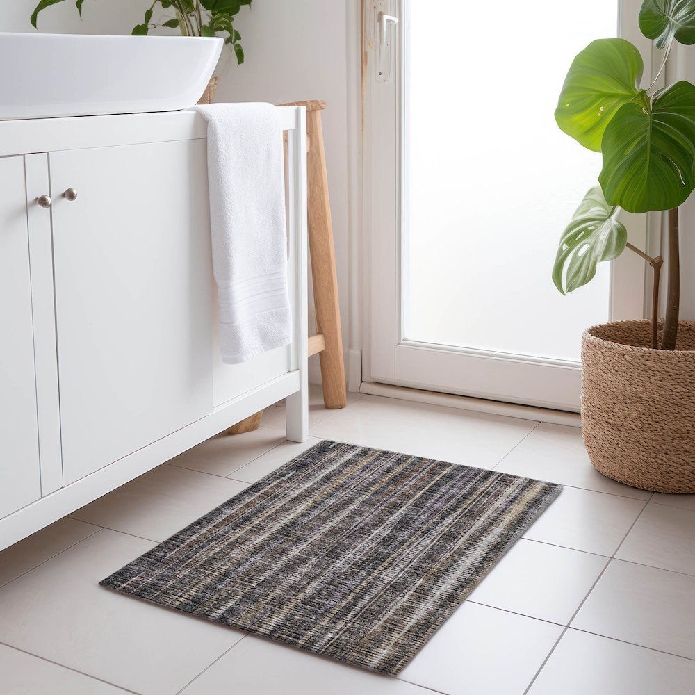Premium Machine Washable Mayfield  Brown 1'8" x 2'6" Rug. Picture 5