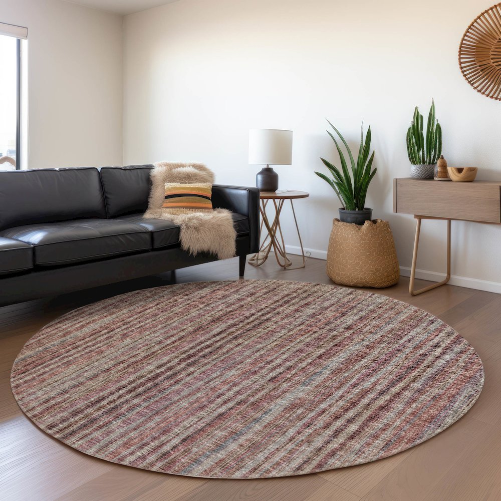 Premium Machine Washable Mayfield  Burgundy 8' x 8' Round Rug. Picture 5