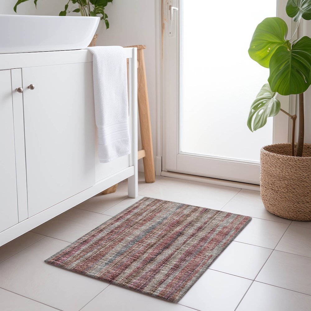 Premium Machine Washable Mayfield  Burgundy 1'8" x 2'6" Rug. Picture 5