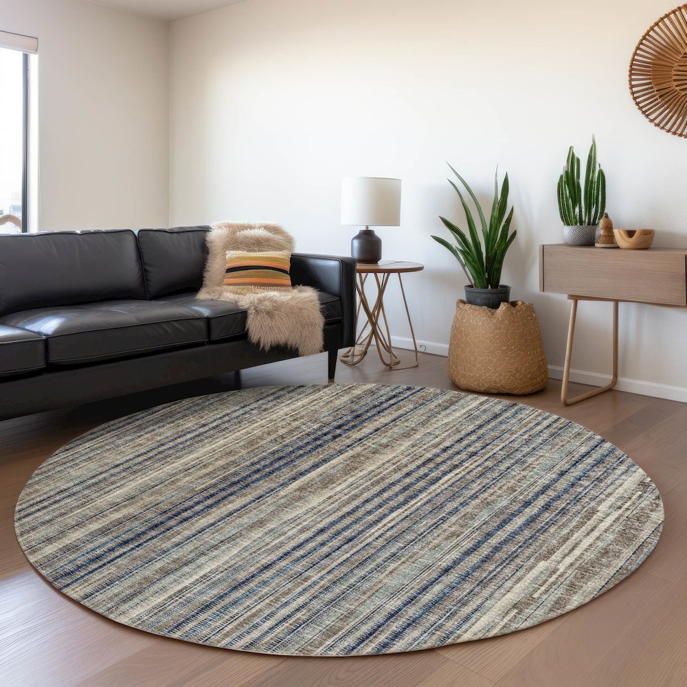 Premium Machine Washable Mayfield  Earth 8' x 8' Round Rug. Picture 5