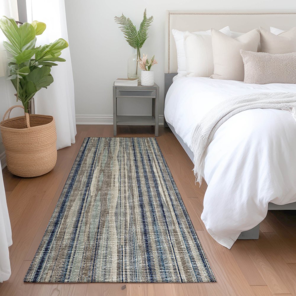 Premium Machine Washable Mayfield  Earth 2'3" x 7'6" Runner Rug. Picture 5