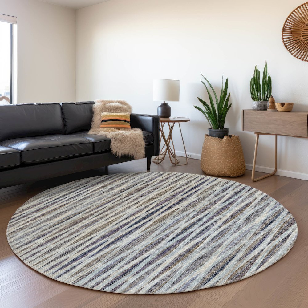 Premium Machine Washable Mayfield  Ocean 8' x 8' Round Rug. Picture 5