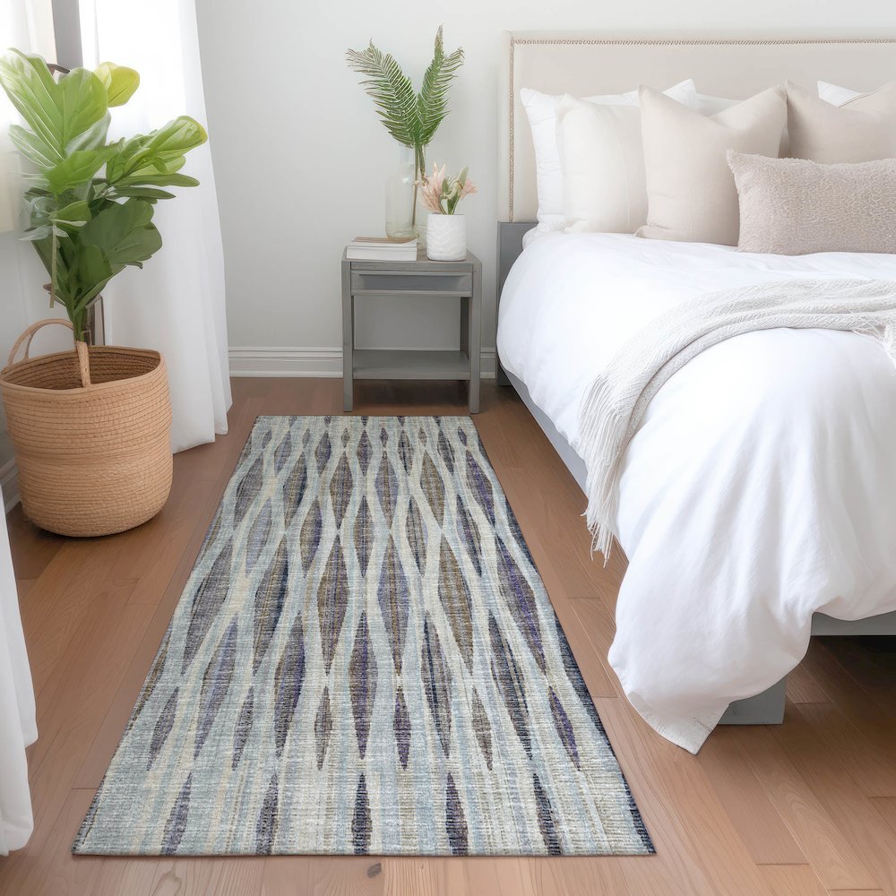 Premium Machine Washable Mayfield  Ocean 2'3" x 7'6" Runner Rug. Picture 5