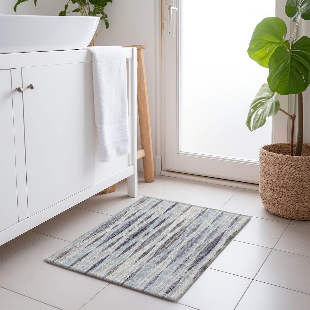 Premium Machine Washable Mayfield  Ocean 1'8" x 2'6" Rug. Picture 5