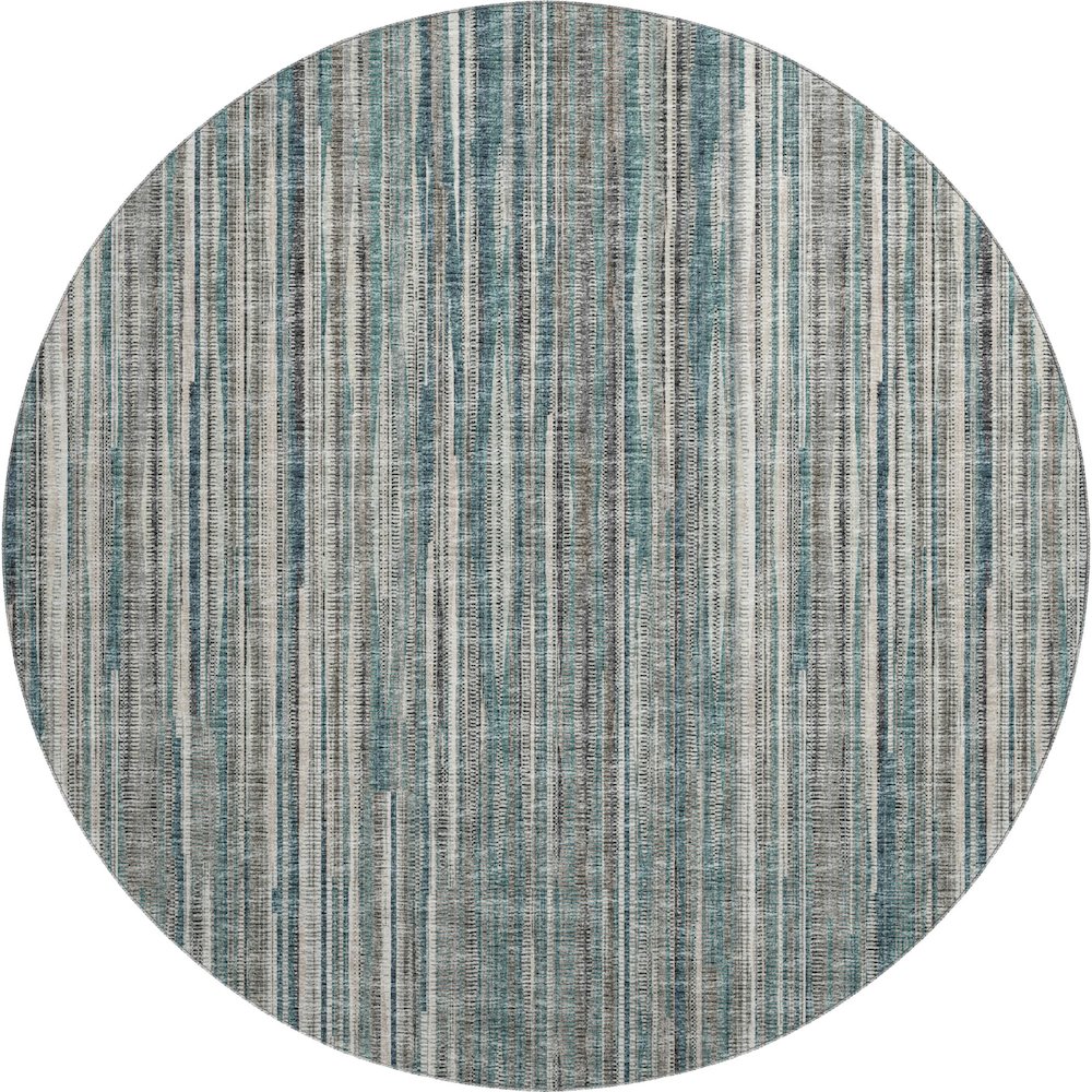 Premium Machine Washable Mayfield  Peacock 8' x 8' Round Rug. Picture 1
