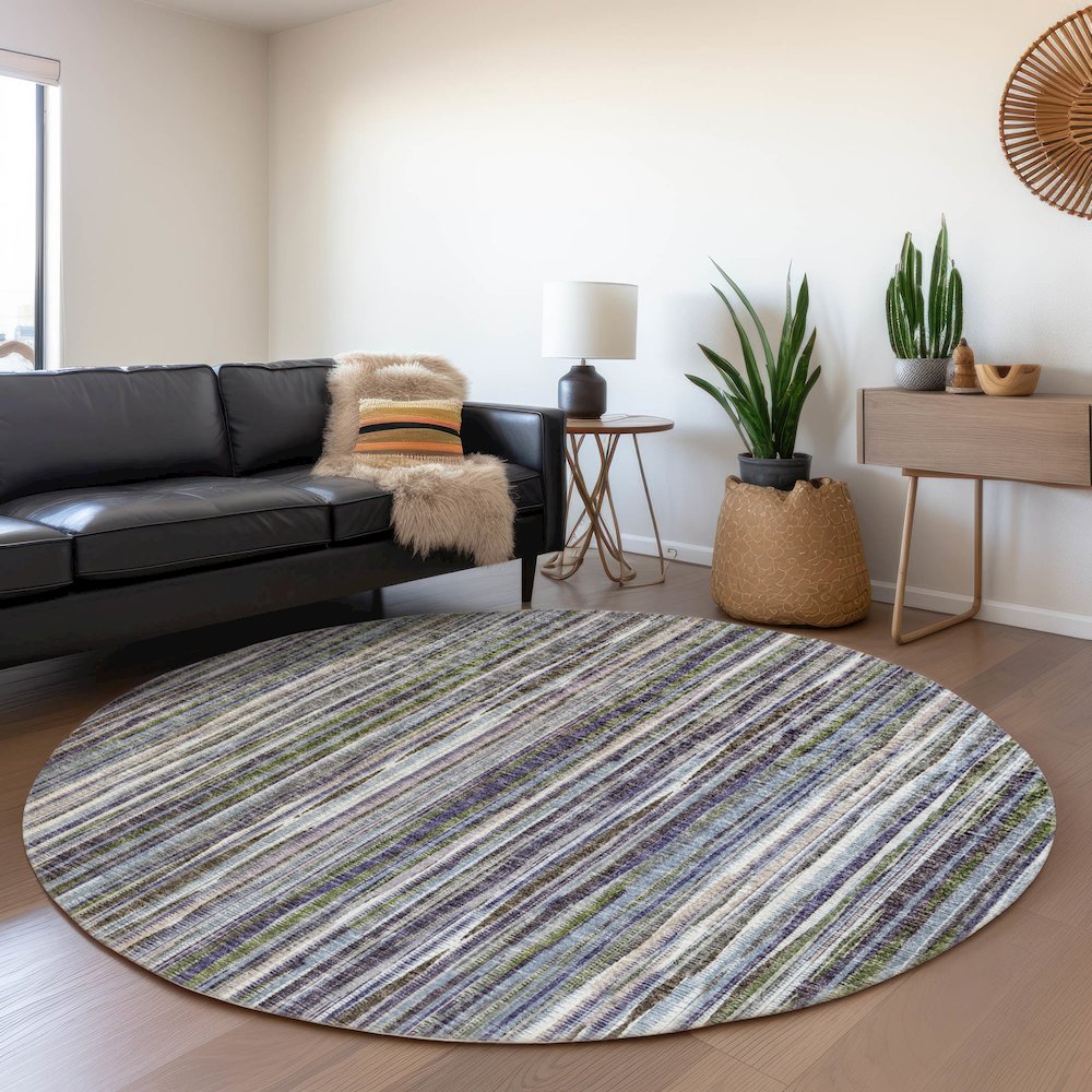 Premium Machine Washable Mayfield  Plum 8' x 8' Round Rug. Picture 5