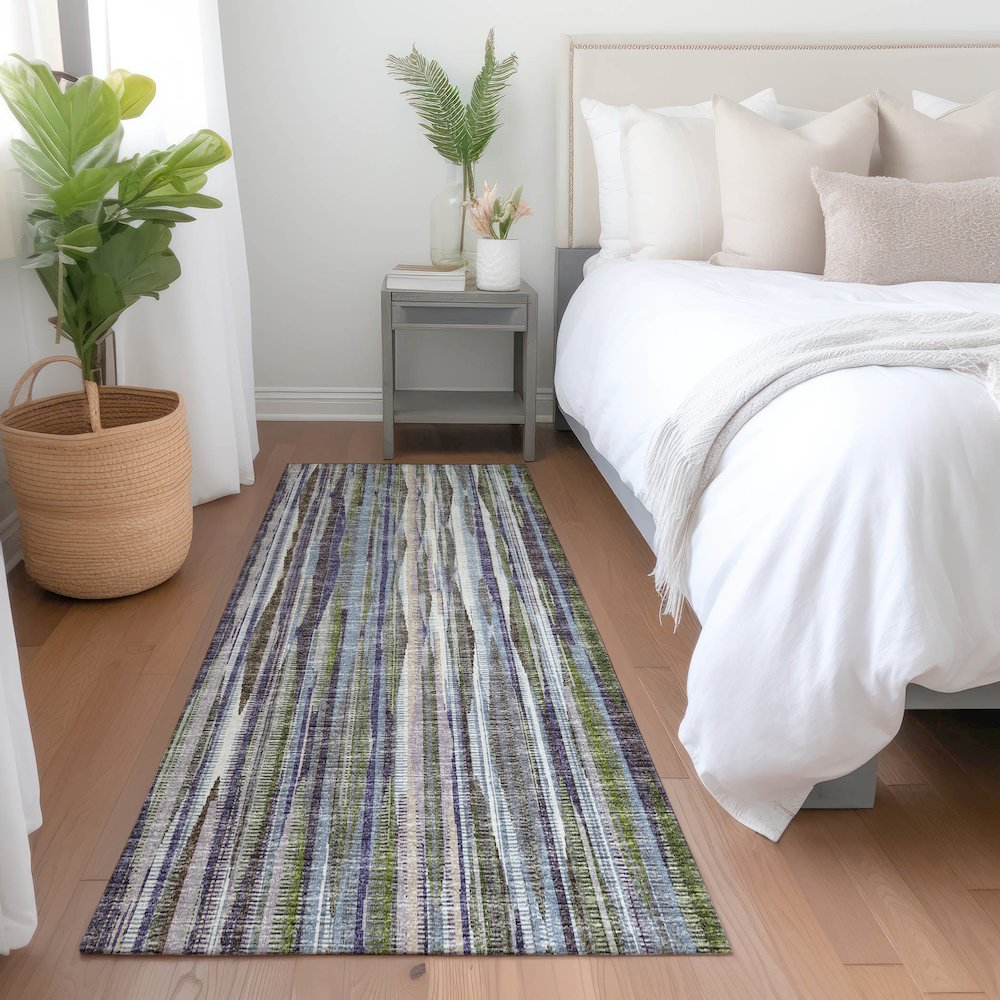 Premium Machine Washable Mayfield  Plum 2'3" x 7'6" Runner Rug. Picture 5