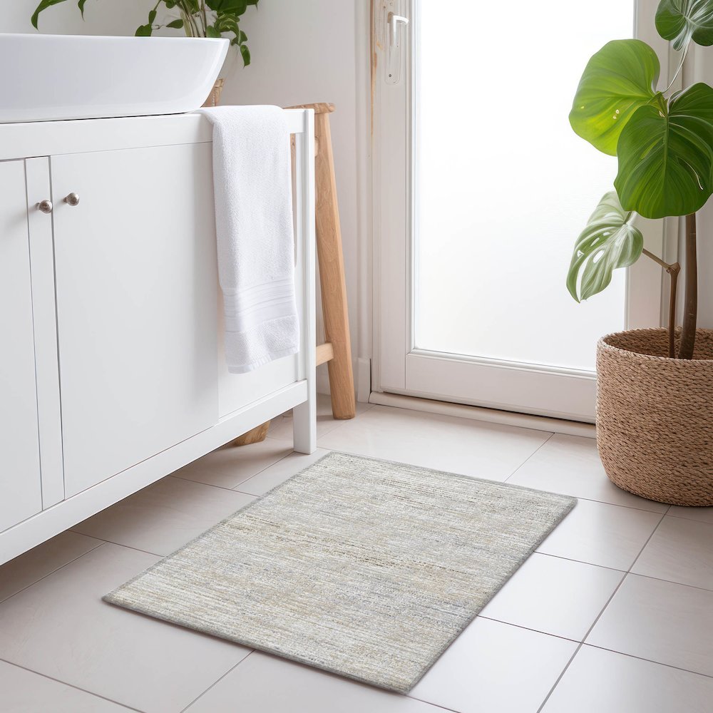 Premium Machine Washable Mayfield  Beige 1'8" x 2'6" Rug. Picture 5