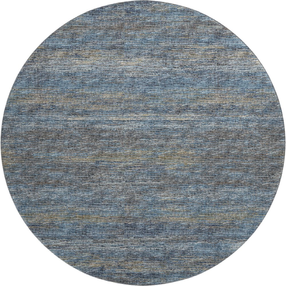 Premium Machine Washable Mayfield  Blue 8' x 8' Round Rug. Picture 1