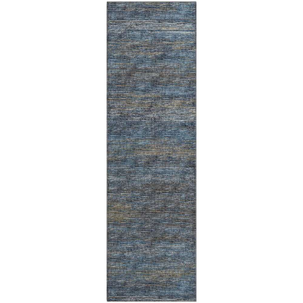 Premium Machine Washable Mayfield  Blue 2'3" x 7'6" Runner Rug. Picture 1