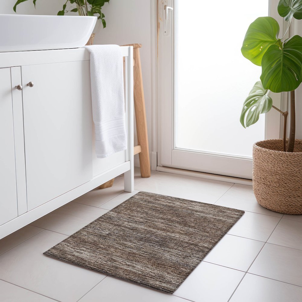 Premium Machine Washable Mayfield  Brown 1'8" x 2'6" Rug. Picture 5