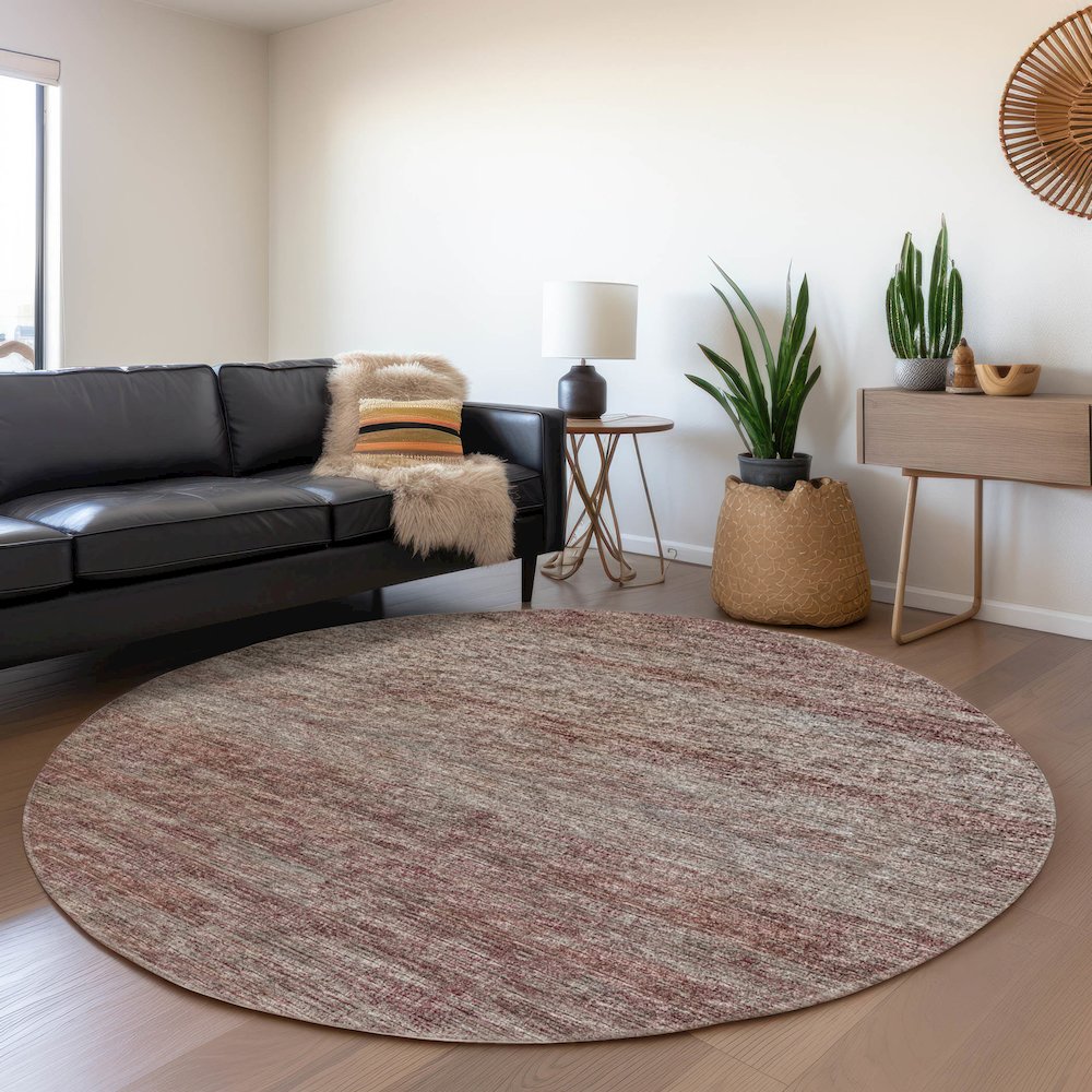 Premium Machine Washable Mayfield  Burgundy 8' x 8' Round Rug. Picture 5