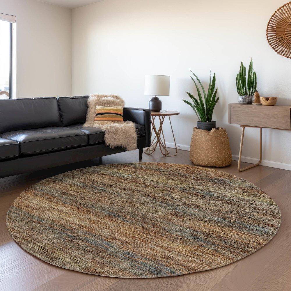 Premium Machine Washable Mayfield  Canyon 8' x 8' Round Rug. Picture 5
