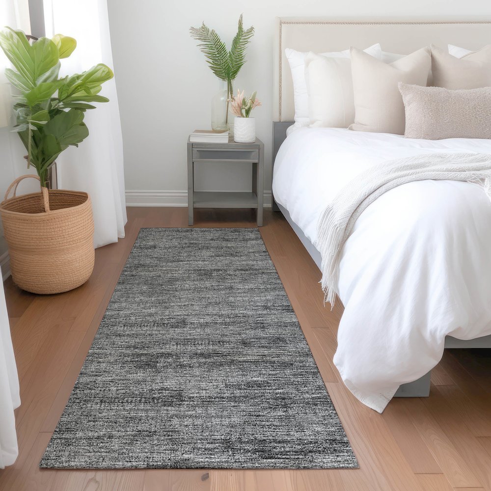 Premium Machine Washable Mayfield  Gray 2'3" x 7'6" Runner Rug. Picture 5